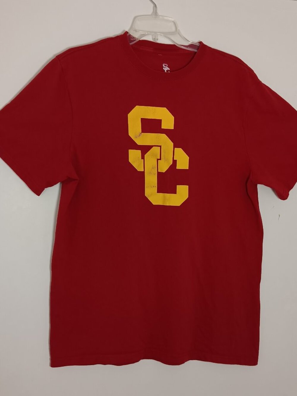 USC Trojans fight on Tshirt mens large red gold SC logo 100% cotton NCAA
